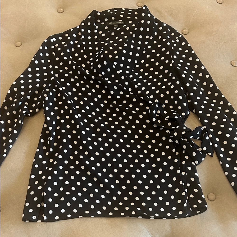 Adrianna Papell Black and White Polka Dot Blouse